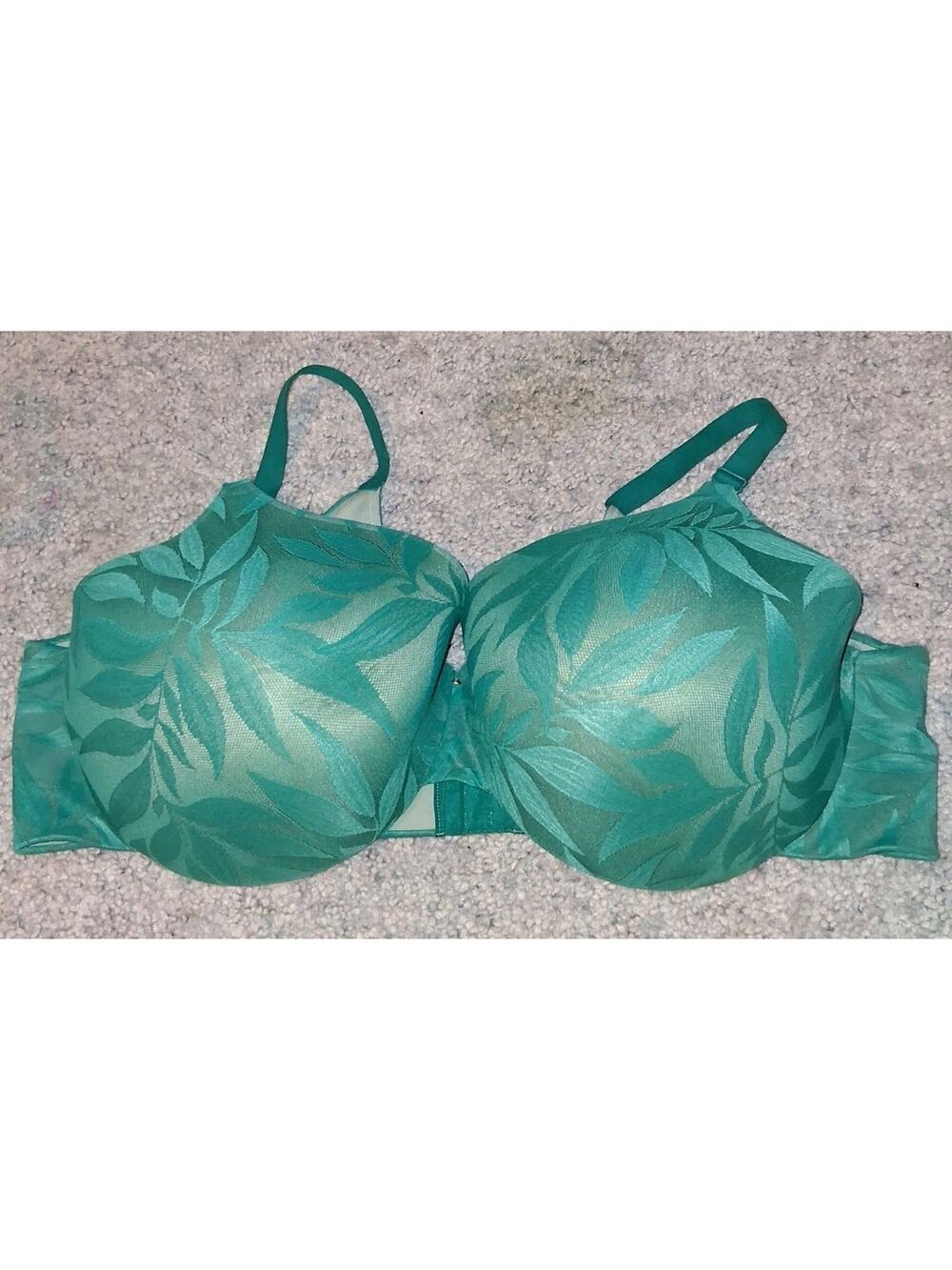 Cacique Back Smoother Lightly Lined Bra Size 50DDD Green